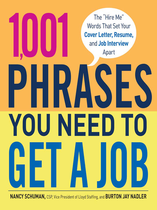 Title details for 1,001 Phrases You Need to Get a Job by Nancy Schuman - Wait list